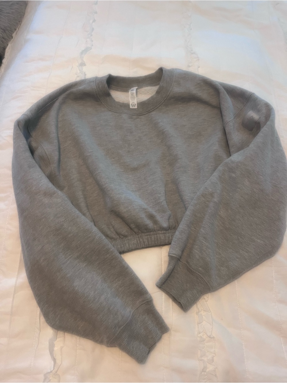 ALO Gray Cropped Crewneck Sweatshirt